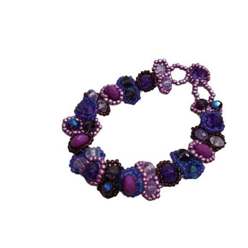 Purple Beaded‎ Bracelet Wrap Circle Geometric Weave